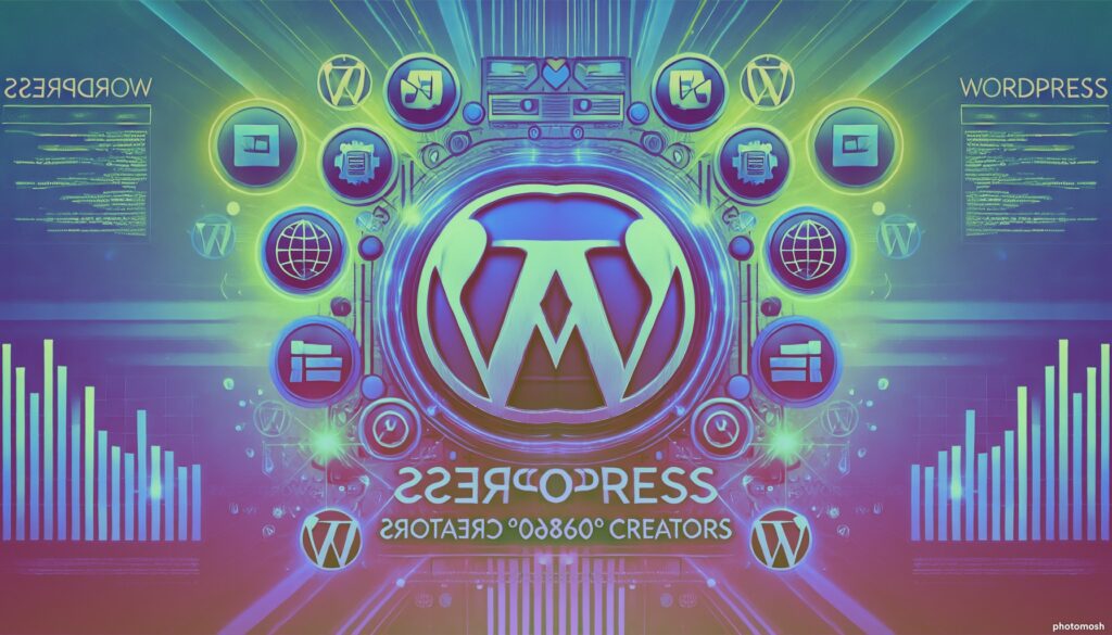 Graphic with Wordpress' logo